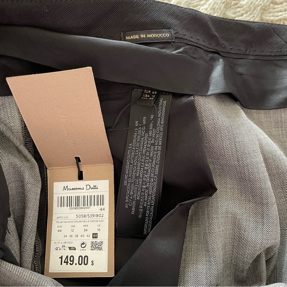 Massimo Dutti Fil-À-Fil Grey Darted Suit Trousers - Picture 12 of 15